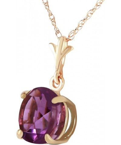 1.15 Carat 14k Solid Gold Solitaire Natural Purple Amethyst Pendant Necklace 18.0 Inches $98.01 Necklaces