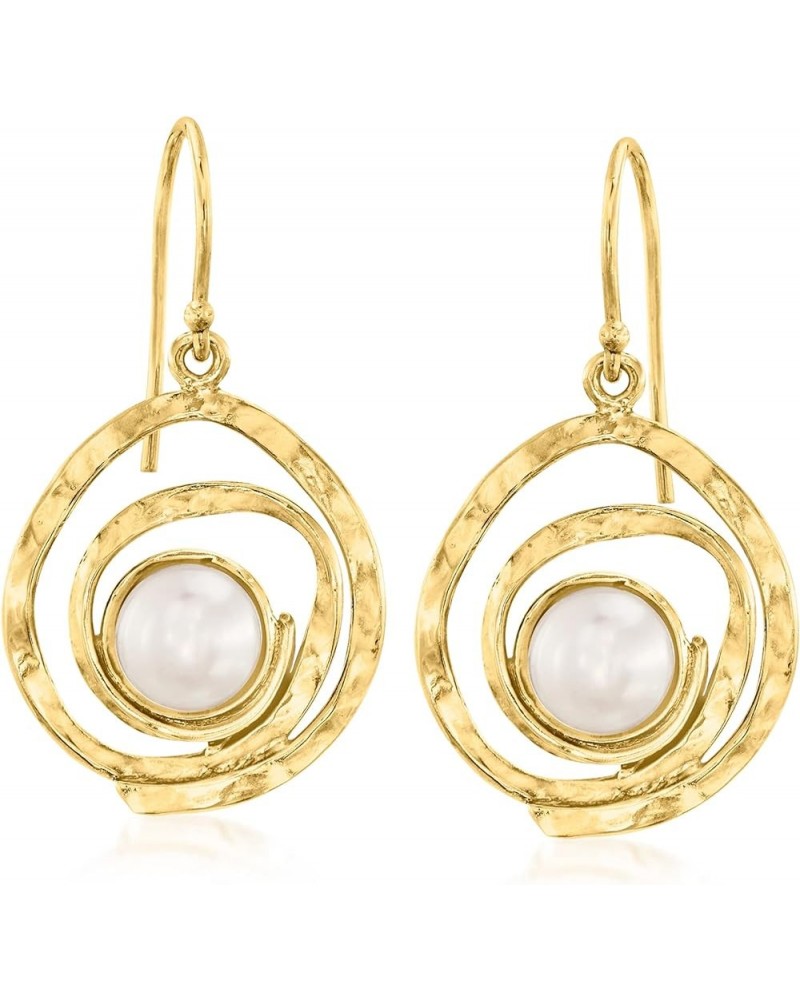 7-8mm Cultured Pearl Swirl Drop Earrings in Sterling 18kt Gold Over Silver $37.00 Earrings