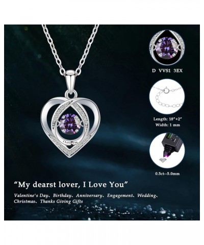 Heart Pendant Necklace Gifts for Women Moissanite Necklace Engraved 'I Love You' for Wife Birthstone Gift for Girlfriend Girl...